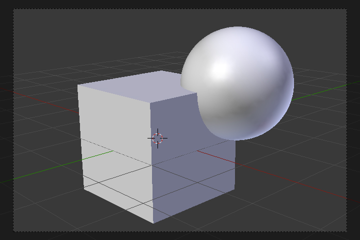 重なり合ったプリミティブ・オブジェクトの立方体と球体